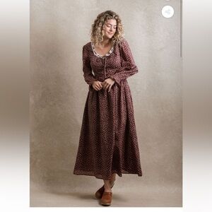 Chic Long Sleeve Brown Maxi Dress